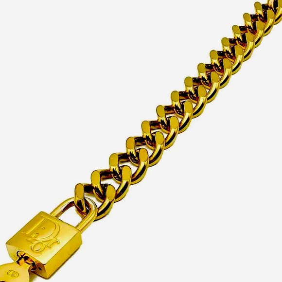 Christian Dior By John Galliano Vintage Runway Chain Link Logo Padlock Bracelet - Picture 8 of 16